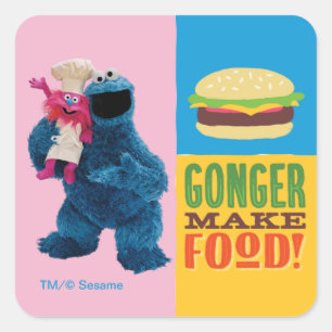 Pegatina Cuadrada Camión de comida de Cookie Monster   Gonger Make F