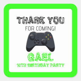 Pegatina Cuadrada Camión Gamer Boy Green Video Game