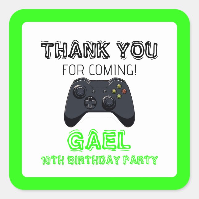 Pegatina Cuadrada Camión Gamer Boy Green Video Game (Anverso)