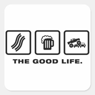 Pegatina Cuadrada Camión Monster