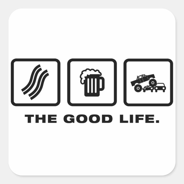 Pegatina Cuadrada Camión Monster (Anverso)