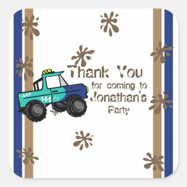 Pegatina Cuadrada Camión Monster (Anverso)