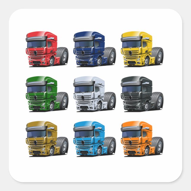 Pegatina Cuadrada camión personalizado (Anverso)