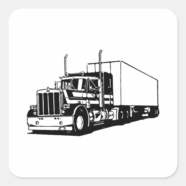 Pegatina Cuadrada Camión y camioneta seca (Anverso)