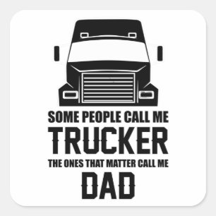 Pegatina Cuadrada Camionero camionero Camiones de amor Gracioso rega