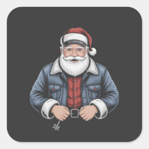 Pegatina Cuadrada Camionero Santa Claus Funny Truck Drik Navidades
