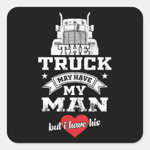 Pegatina Cuadrada Camioneros Conductor de Camiones Esposos Camionero