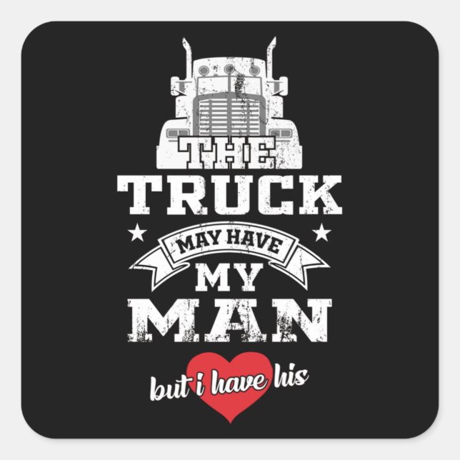 Pegatina Cuadrada Camioneros Conductor de Camiones Esposos Camionero (Anverso)