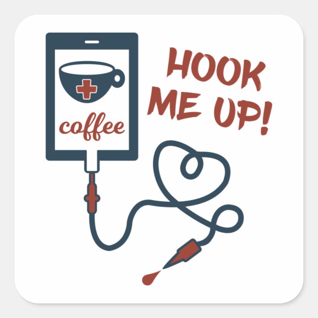 Pegatina Cuadrada CAMISA DE CAFÉ IV - Pegatinas Divertidas (Anverso)