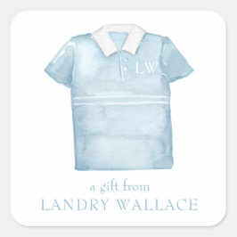 Pegatina Cuadrada Camisas de Polo de Golf de color azul