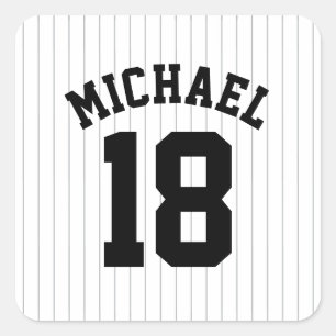 Pegatina Cuadrada Camiseta de béisbol con nombre y número personaliz