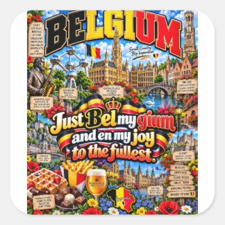 Pegatina Cuadrada Camiseta de Bélgica