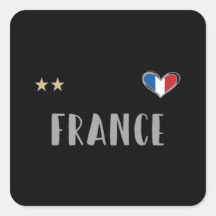Pegatina Cuadrada Camiseta de fanático de fútbol de Francia con cora
