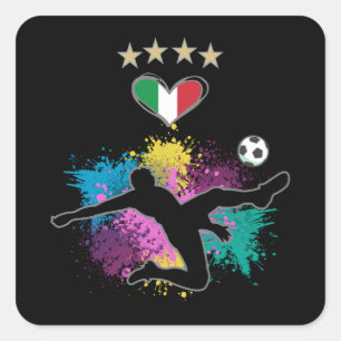 Pegatina Cuadrada Camiseta de fanático de fútbol de Italia Bandera S