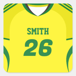 Pegatina Cuadrada Camiseta de fútbol de Brasil con nombre y número p