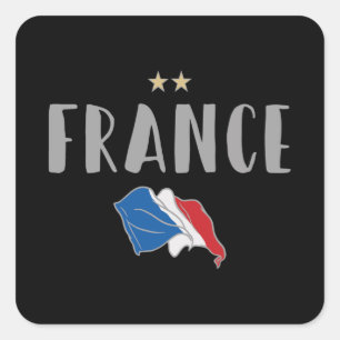 Pegatina Cuadrada Camiseta de fútbol de Francia Fan Bandera de Franc