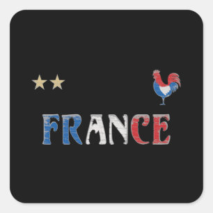 Pegatina Cuadrada Camiseta de fútbol de Francia Fan Bandera de Franc