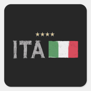 Pegatina Cuadrada Camiseta de fútbol de Italia para aficionados con 