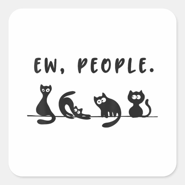 Pegatina Cuadrada Camiseta de gato negro mujeres graciosas nuevas pe (Anverso)