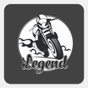 Pegatina Cuadrada Camiseta de motocicleta Legend