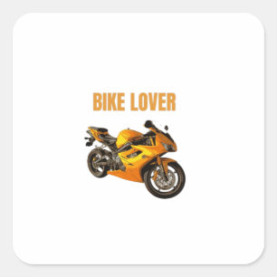 Pegatina Cuadrada Camiseta de Motocicleta para Amante de Bicicletas