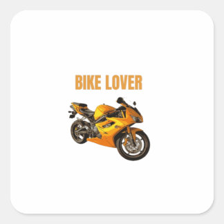 Pegatina Cuadrada Camiseta de Motocicleta para Amante de Bicicletas