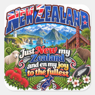 Pegatina Cuadrada Camiseta de Nueva Zelanda