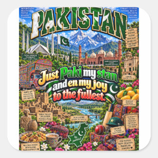 Pegatina Cuadrada Camiseta de Pakistán