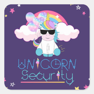 Pegatina Cuadrada Camiseta de seguridad Unicorn Napkin