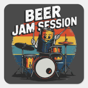 Pegatina Cuadrada Camiseta de sesión de cerveza - Gráfica de cerveza