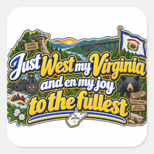 Pegatina Cuadrada Camiseta de Virginia Occidental