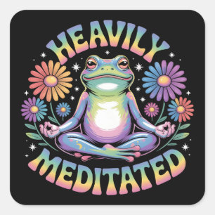 Pegatina Cuadrada Camiseta de yoga muy meditada