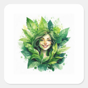Pegatina Cuadrada Camiseta divertida para mamá de plantas con diseño