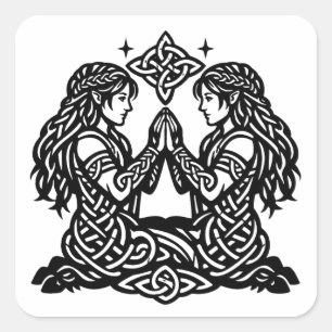 Pegatina Cuadrada Camiseta Gemini — Haunted Ink Zodiac Twins