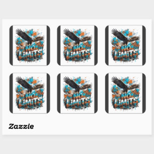 Pegatina Cuadrada Camiseta gráfica No Limits Eagle Wil motivaciona