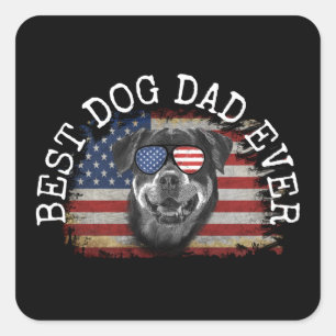 Pegatina Cuadrada Camiseta MEJOR PAPÁ PERRO DE TODOS LOS TIEMPOS 