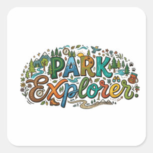 Pegatina Cuadrada Camiseta Park Explorer – Aventura en la Naturaleza