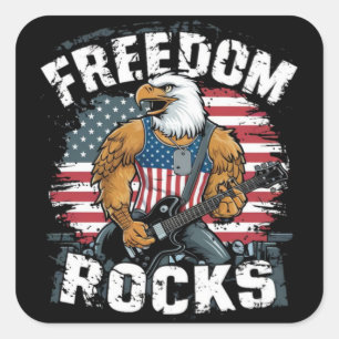 Pegatina Cuadrada Camiseta Patriótica USA Freedom Rocks