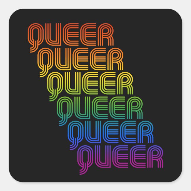 Pegatina Cuadrada Camiseta Retro Queer Pattern (Anverso)