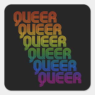 Pegatina Cuadrada Camiseta Retro Queer Pattern