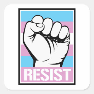 Pegatina Cuadrada Camiseta Trans Resistance