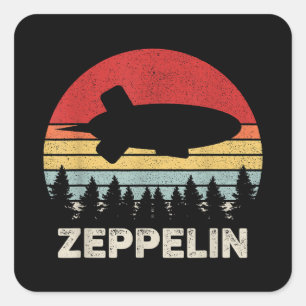Pegatina Cuadrada Camiseta Vintage Retro Zepelín Dirigible Aerostato