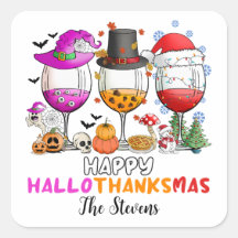 Camiseta Wine Glass Happy Hallowthanksmas