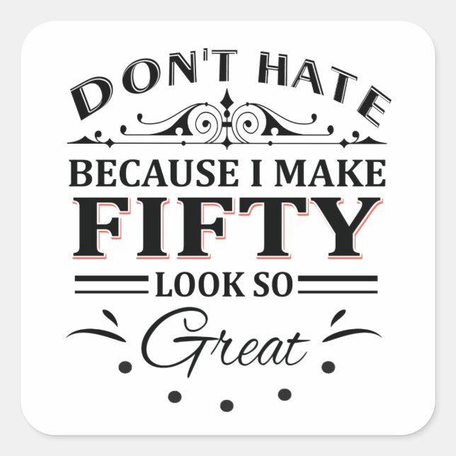 Pegatina Cuadrada camisetas de 50 años (Anverso)