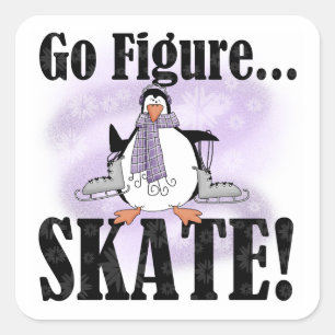 Pegatina Cuadrada Camisetas de patinaje y regalos de Penguin Go Figu