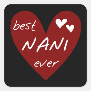 Pegatina Cuadrada Camisetas e GIfts del mejor corazón rojo Nani