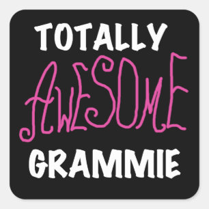 Pegatina Cuadrada Camisetas Grammie Pink totalmente asombrosas regal