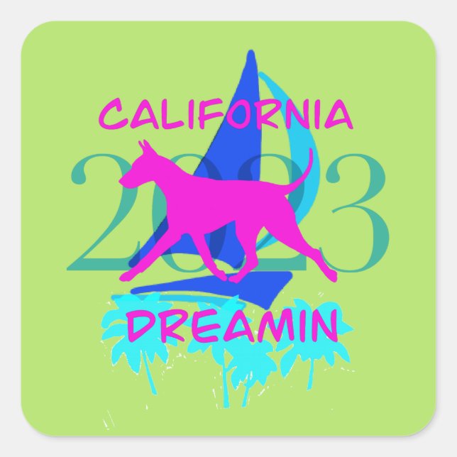 Pegatina Cuadrada Camisetas nacionales de California Dreamin 2023 (Anverso)