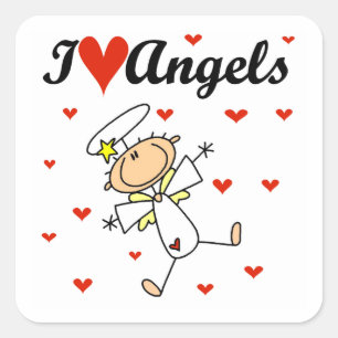 Pegatina Cuadrada Camisetas y regalos de ángeles que amo