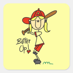 Pegatina Cuadrada Camisetas y regalos de béisbol para niñas Batter U